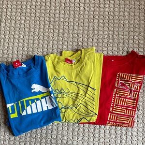 Puma Kids Short Sleeve Tees - Blue, Yellow, Red